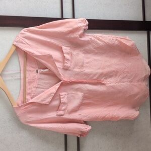 Free People Peach Button Down Shirt Size S